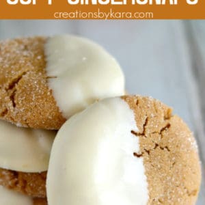soft ginger cookies dipped in white chocolate