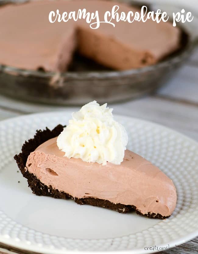 creamy chocolate pie with whipped cream