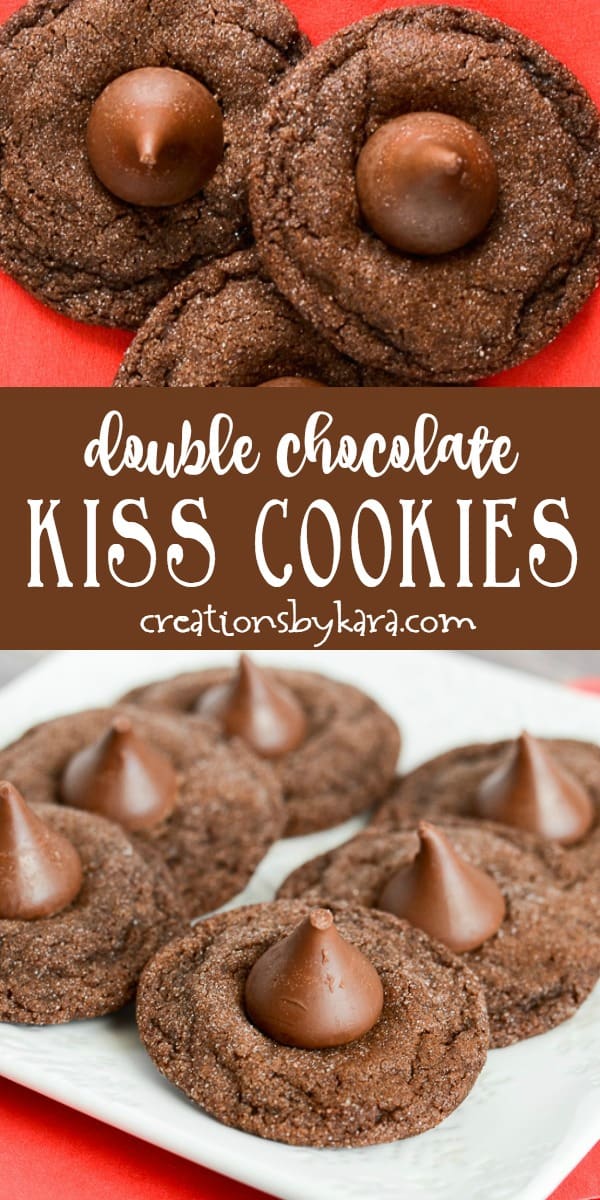 double chocolate kiss cookies recipe collage