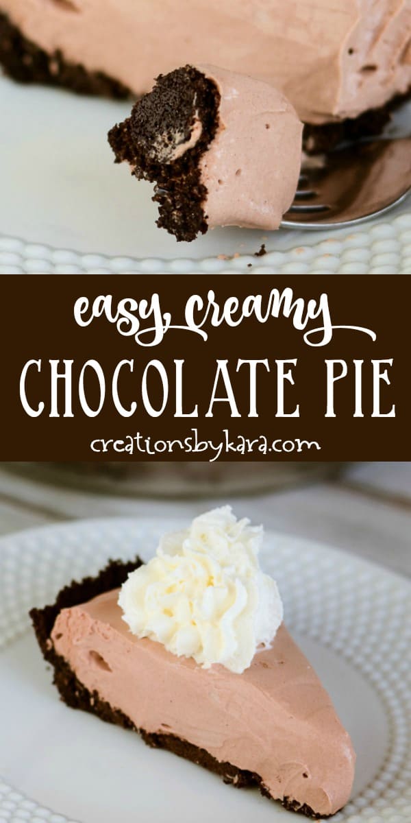 easy, creamy chocolate pie recipe collage