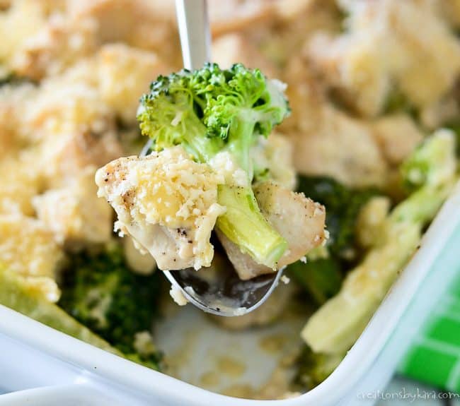 spoonful of chicken broccoli casserole with no rice