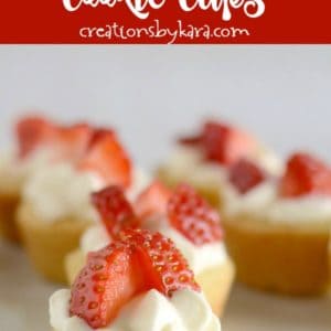 mini cookie cup with strawberries and whipped cream