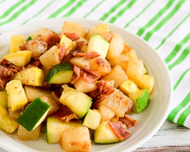 Zucchini with Bacon (Zucchini Dinner Recipe) Creations by Kara