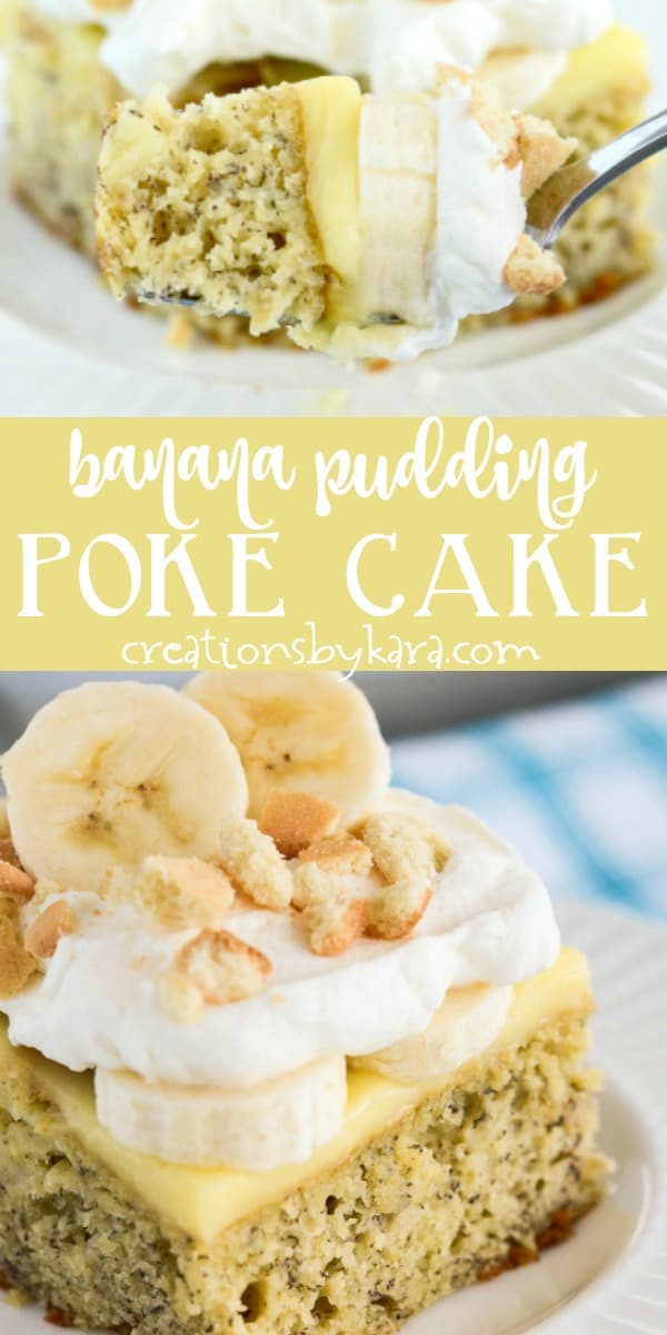 banana pudding cake recipe collage