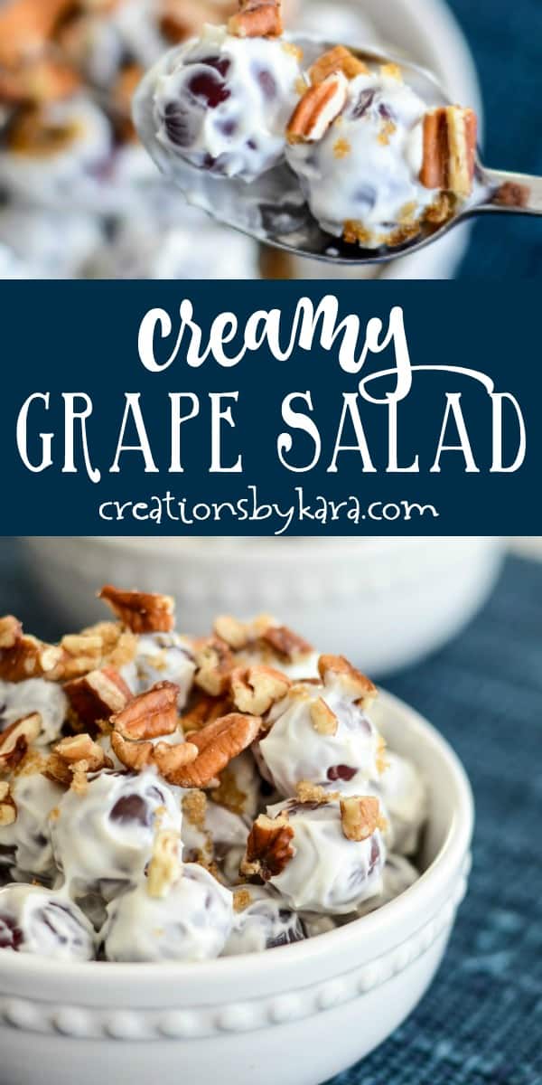 creamy grape salad recipe collage