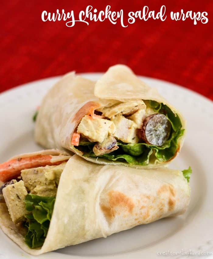 curry chicken salad wraps on a plate