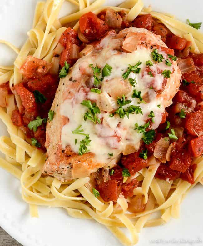 plate of pasta with Italian chicken