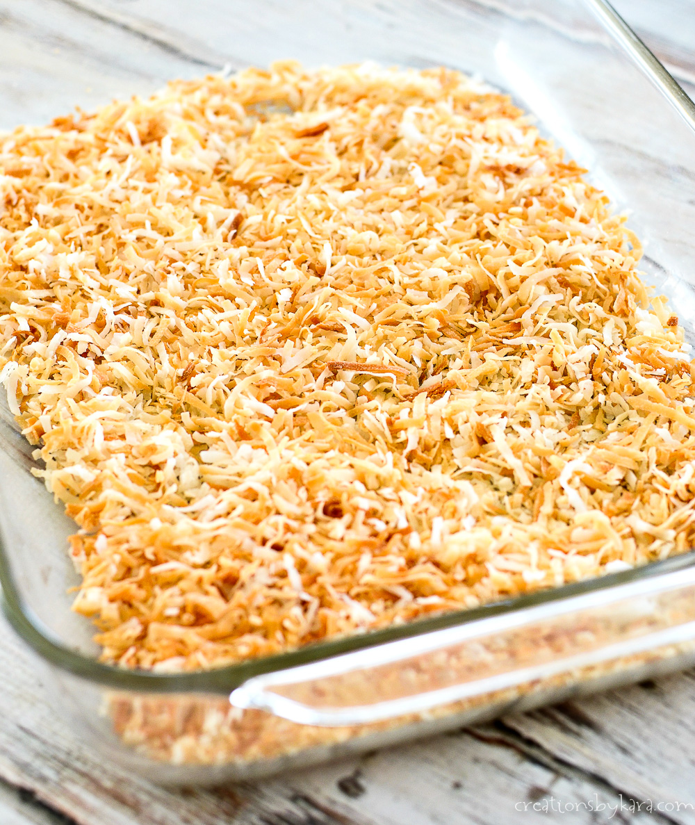 toasted coconut in a pan
