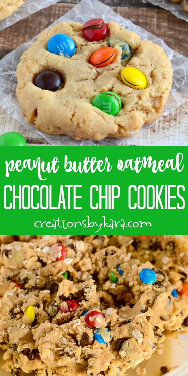 peanut butter oatmeal chocolate chip cookie recipe collage