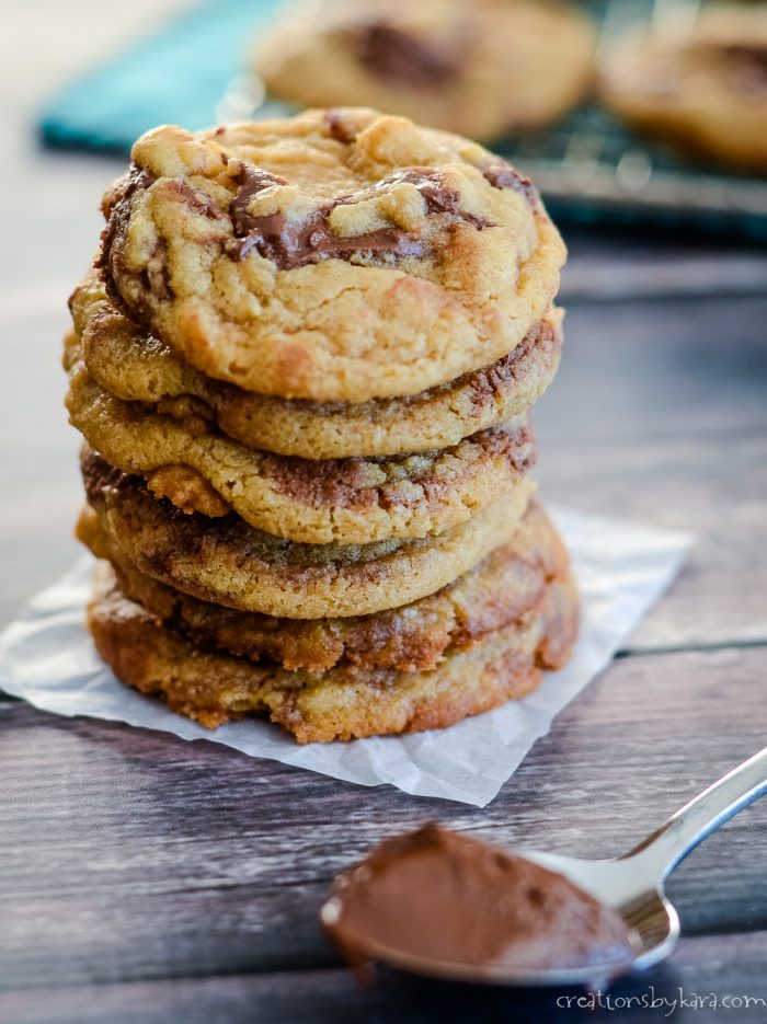 stack of nutella peanut butter cookies