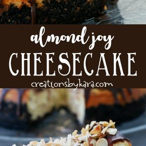 almond joy cheesecake recipe collage