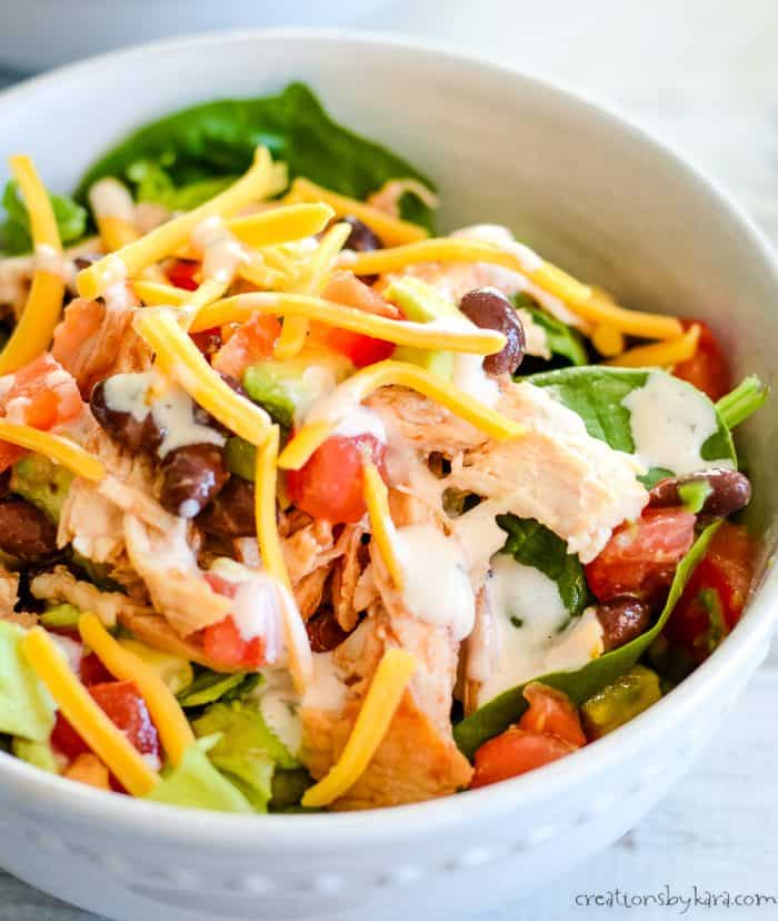 BBQ Chicken Salad with BBQ Ranch Dressing - Creations by Kara