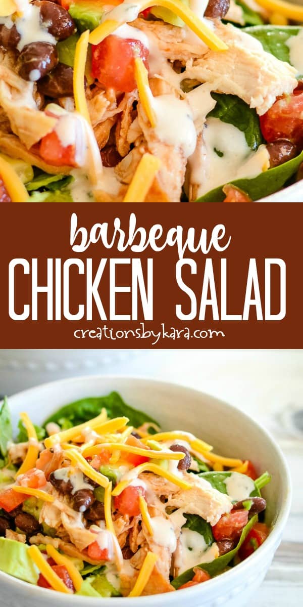 bbq chicken salad recipe collage