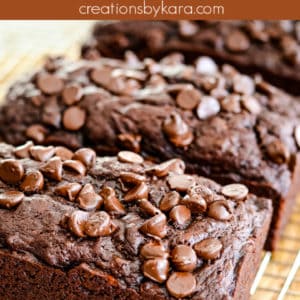 chocolate chocolate chip banana bread recipe collage