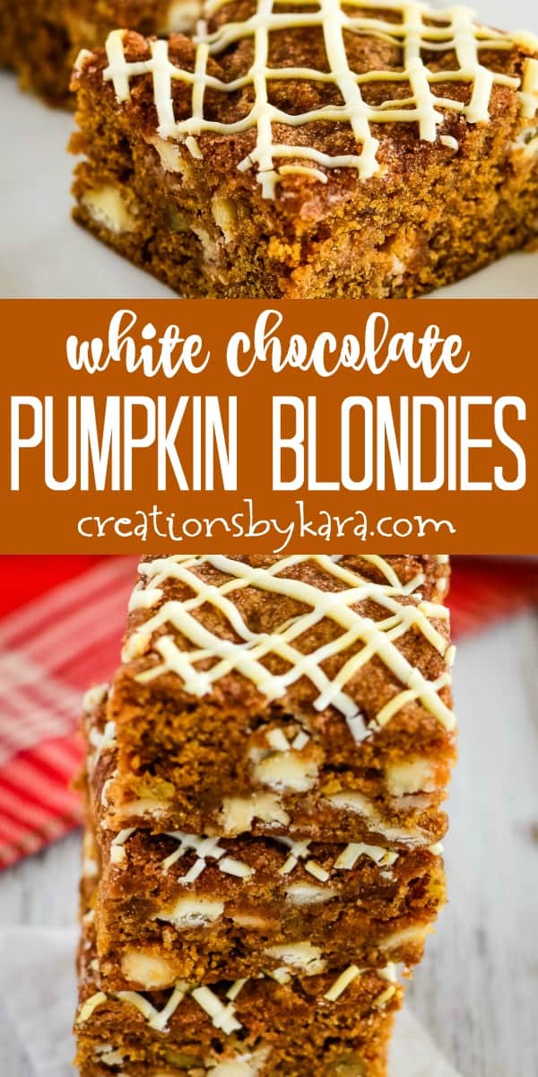 white chocolate pumpkin blondies recipe collage