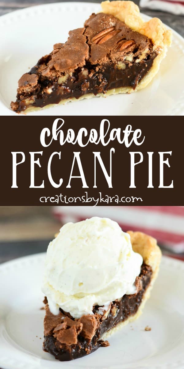 chocolate pecan pie recipe collage