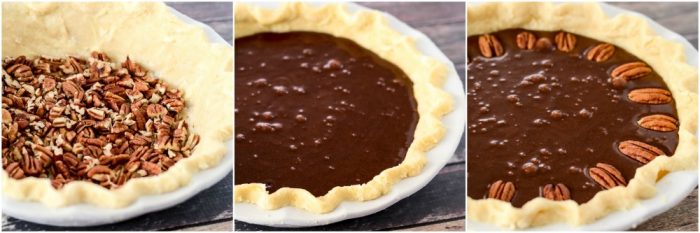 steps for preparing homemade chocolate pie with pecans