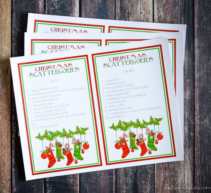 Christmas Scattergories Free Printable Game Creations By Kara