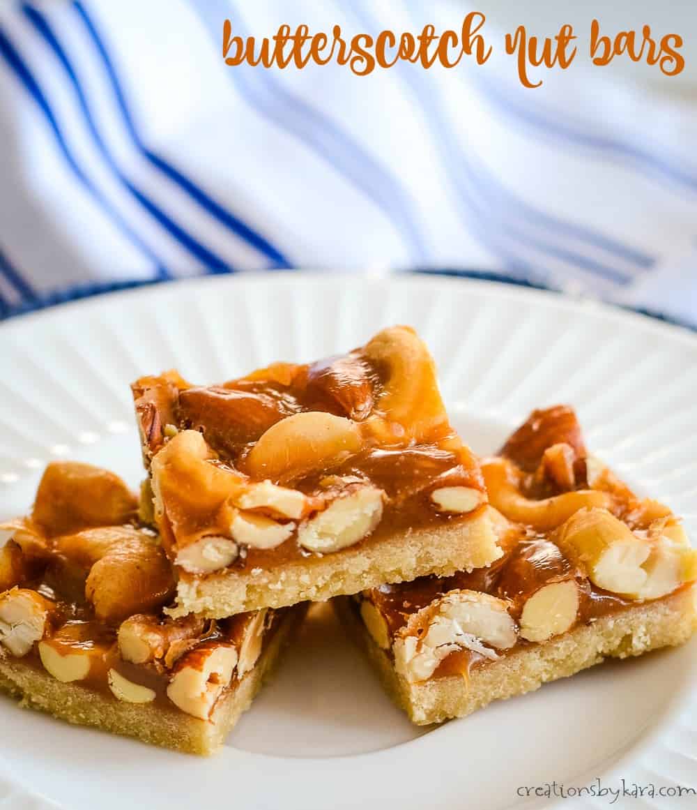 Butterscotch Mixed Nut Bars Recipe Creations by Kara