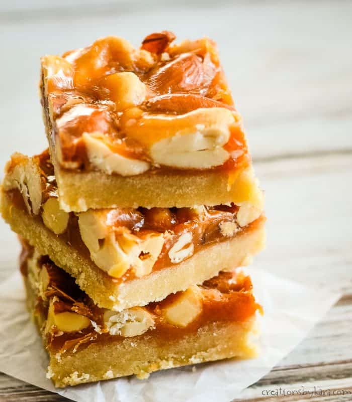 stack of butterscotch mixed nut bars