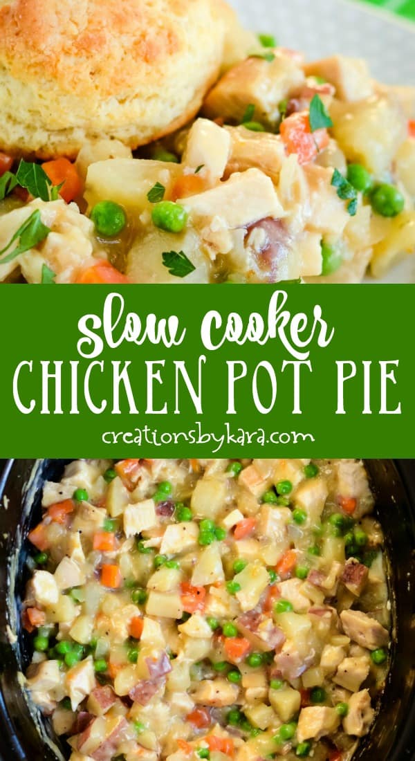 slow cooker chicken pot pie recipe collage