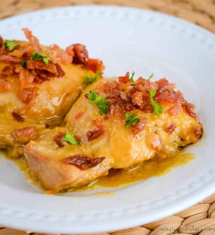 chicken thighs with honey dijon sauce and bacon