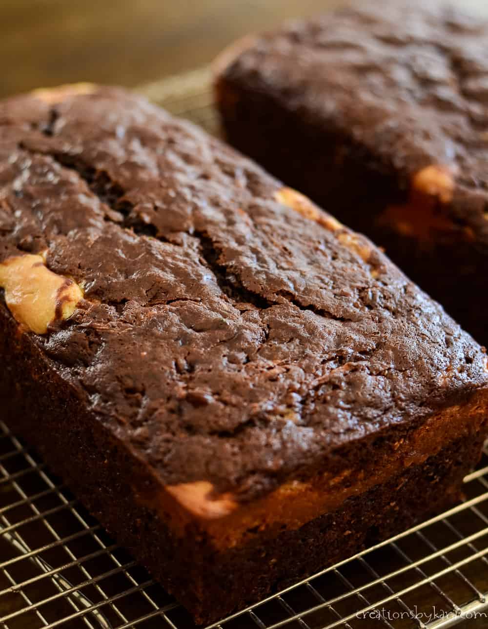 Chocolate Zucchini Bread with Cream Cheese Filling Creations by Kara
