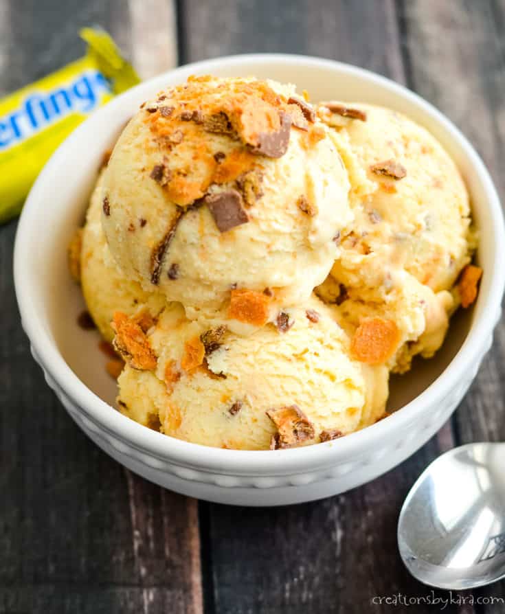 ice cream with crushed butterfinger candy bars