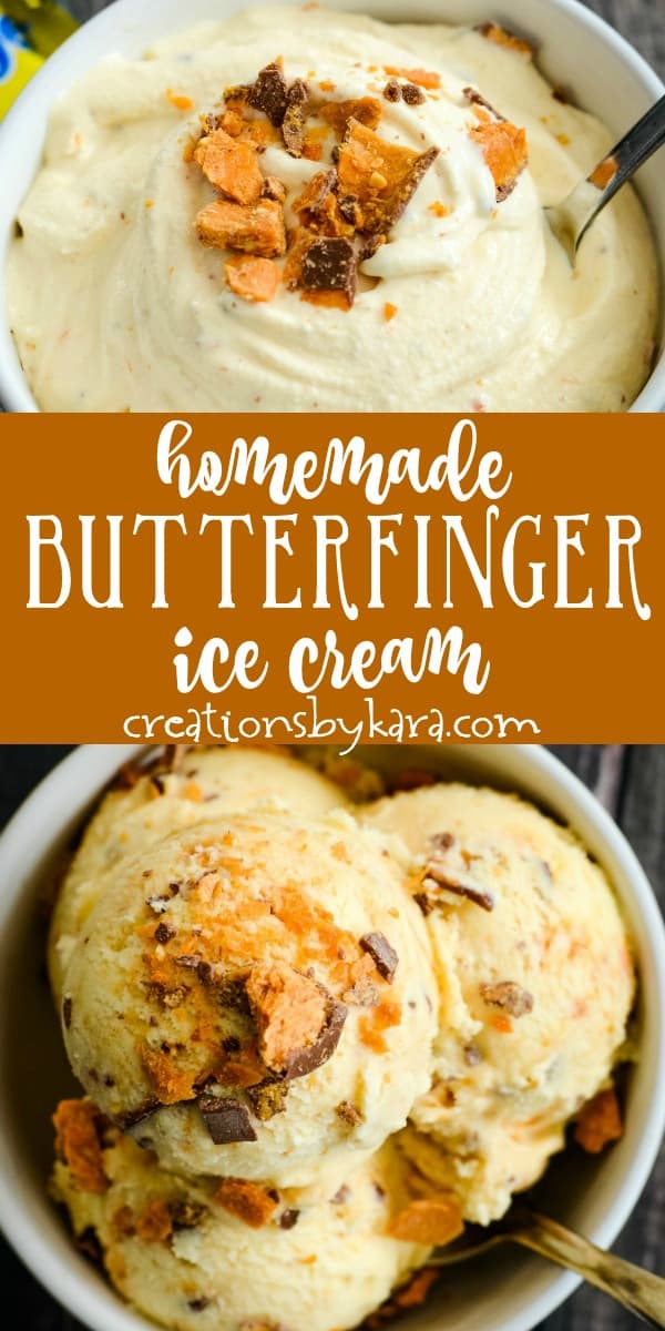homemade butterfinger ice cream recipe collage