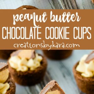 peanut butter chocolate cookie cups recipe collage