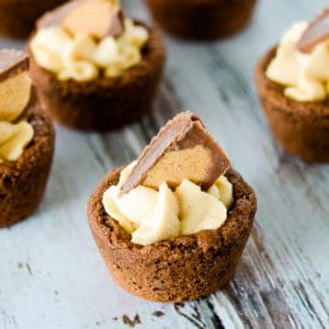 chocolate cookie cups with peanut butter mousse