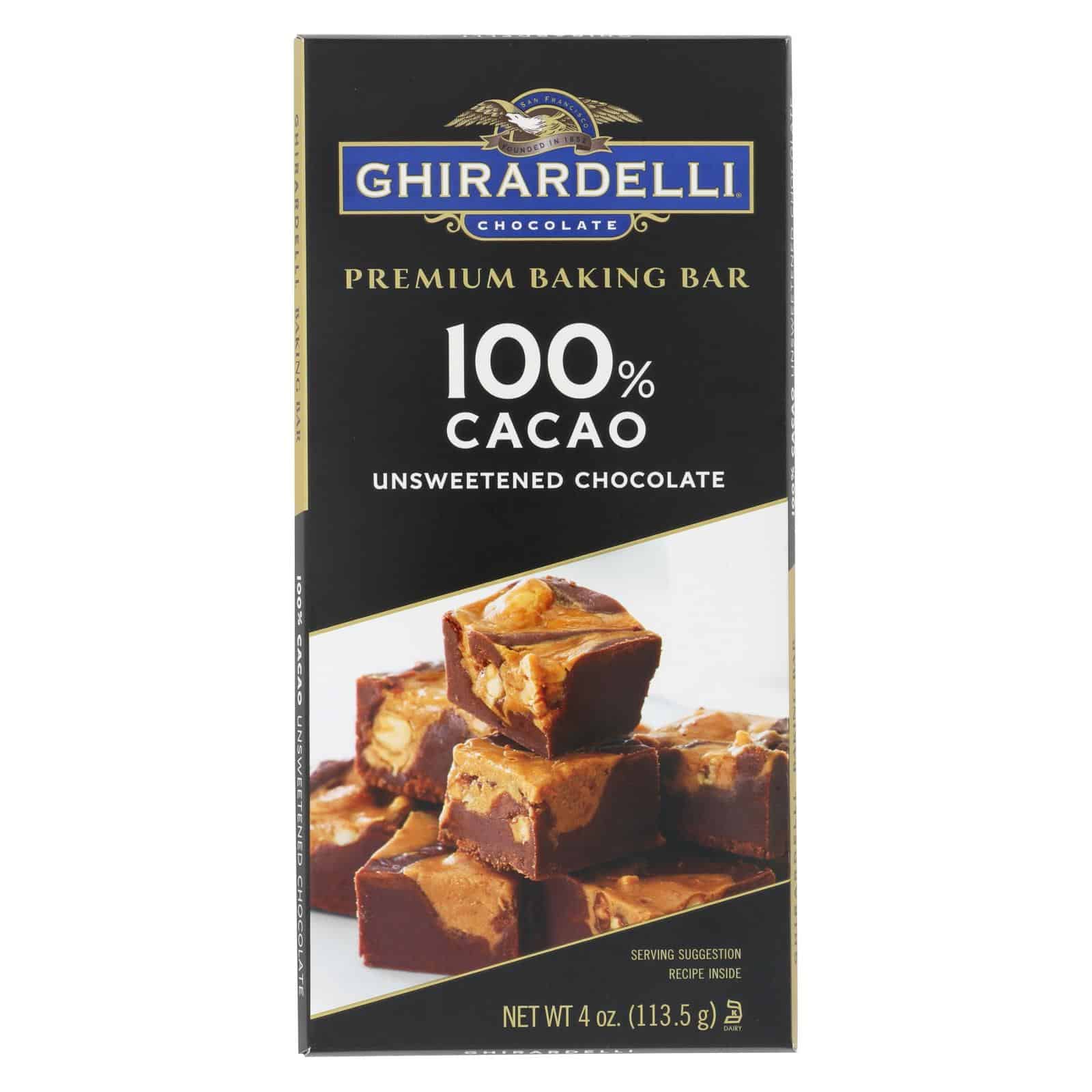 (2 Pack) Ghirardelli® 100% Cacao Unsweetened Chocolate Baking Bar 4 oz