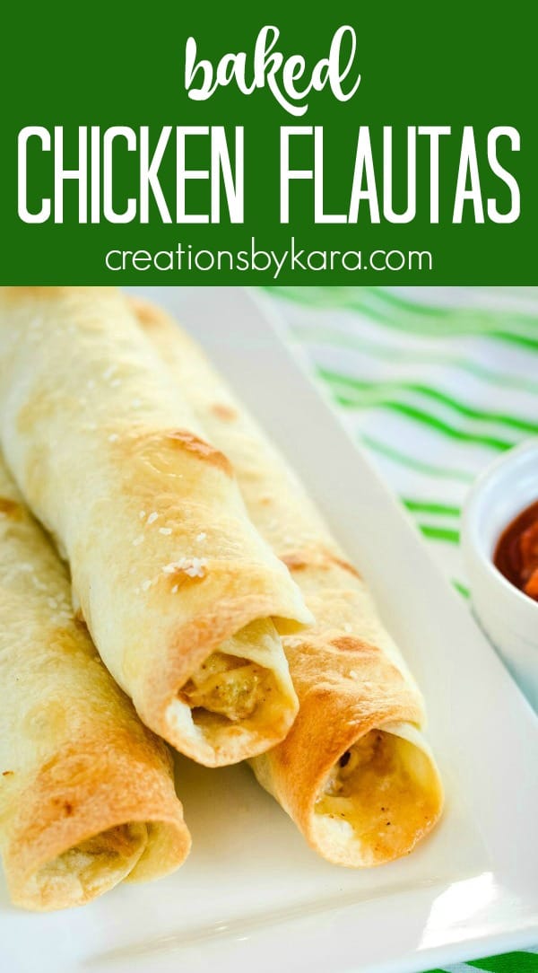 Easy Baked Chicken Flautas Recipe (freezer friendly) Creations by Kara