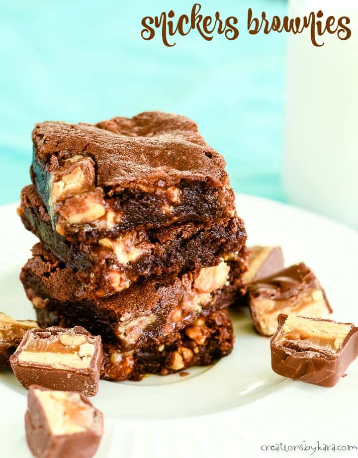 snickers brownies with snickers candy bars