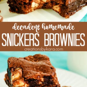 snickers brownie recipe collage