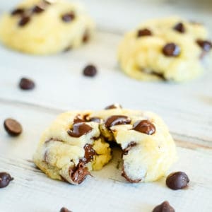 ooey gooey cream cheese cookies with melted chocolate chips