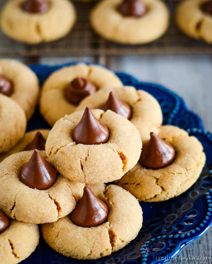 plate of peanut butter blossoms