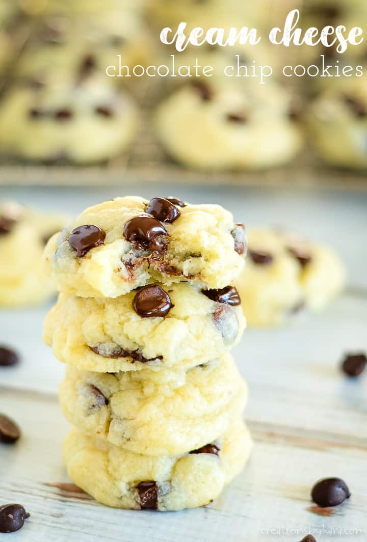 stack of soft chocolate chip cookies
