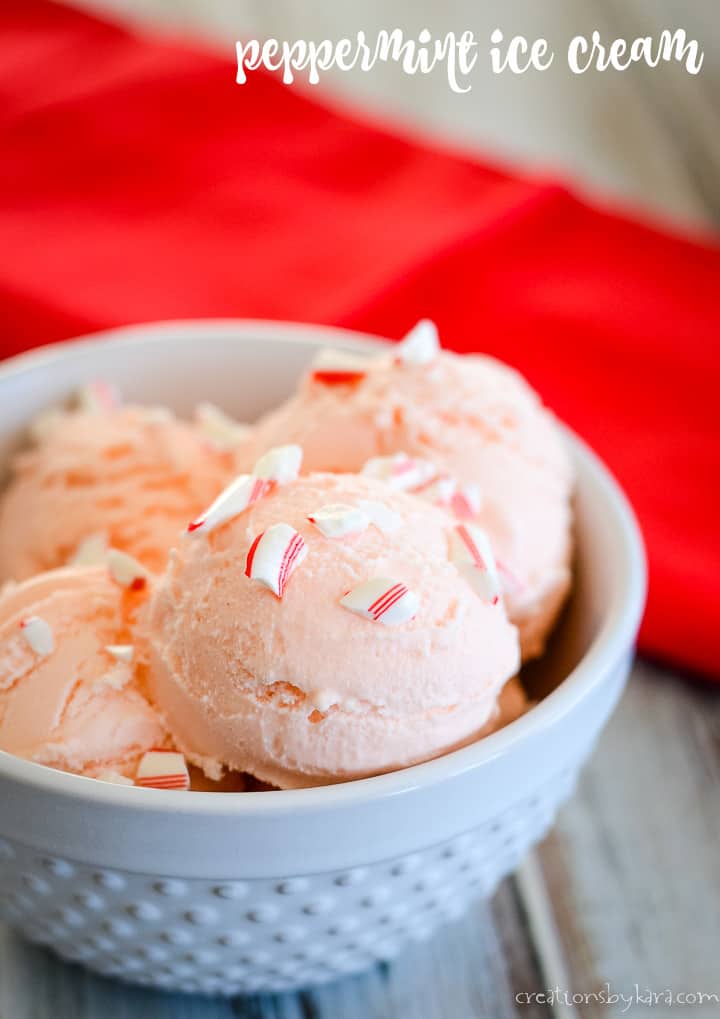 bowl of homemade peppermint ice cream