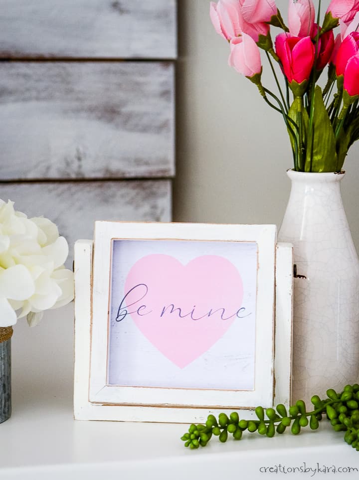 be mine valentine's day sign in a 5 inch frame