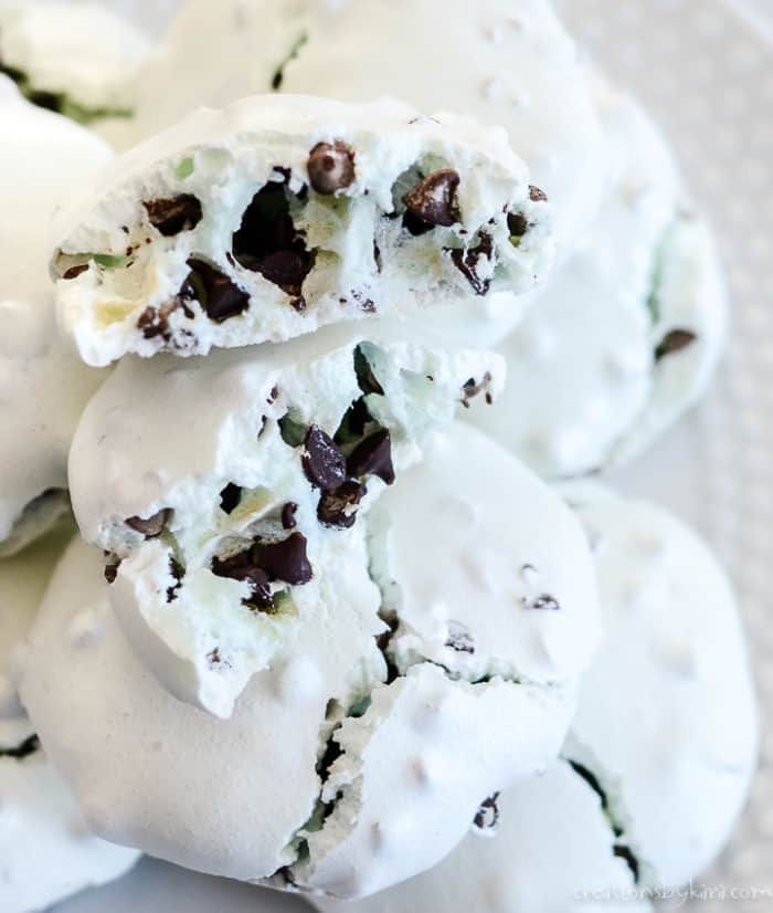 Mint Chocolate Chip Meringue Cookies Creations by Kara