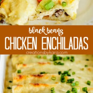 black bean chicken enchilada recipe collage