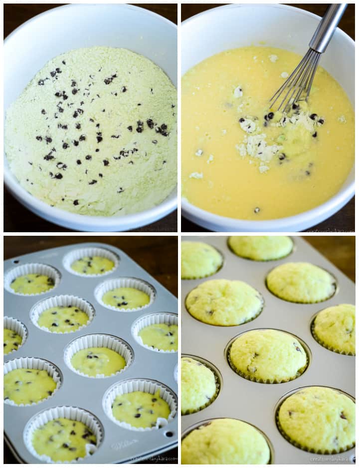 photo instructions for making and baking pistachio st patrick's day cupcakes