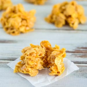 warm cornflake treat on waxed paper