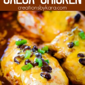 sweet and spicy salsa chicken pinterest pin