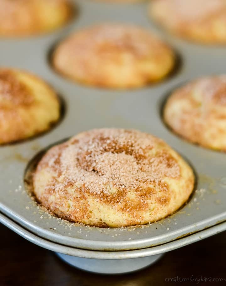 cinnamon sugar muffins in muffin pan