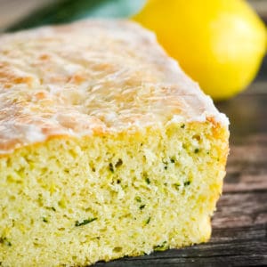 close up of sliced lemon zucchini bread