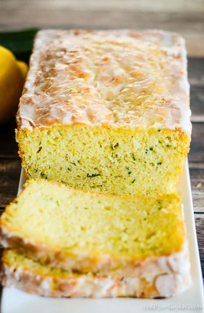 glazed zucchini lemon bread sliced