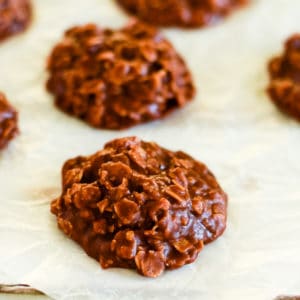 close up of no bake cookies