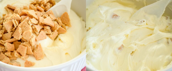 steps for making cream cheese ice cream with graham cracker pieces